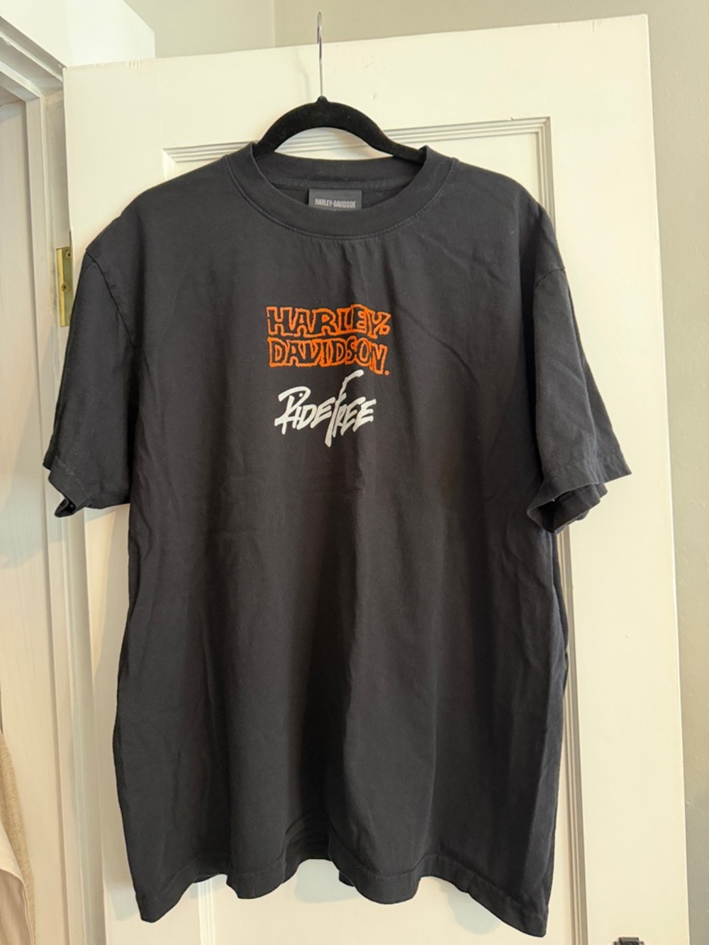 Harley-Davidson Black T-Shirt with Orange and White Logo